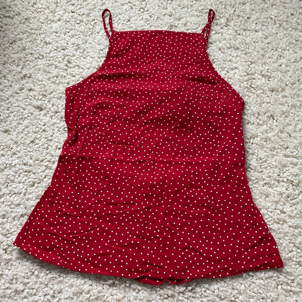 Francesca’s Boutique Miami Red and White Polka Dot Tank Top